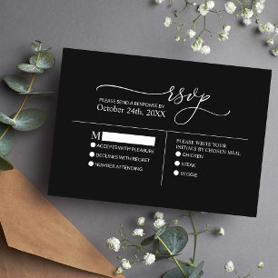 Moderne Minimalistische Elegante Schwarz-weiße Hoc RSVP Karte