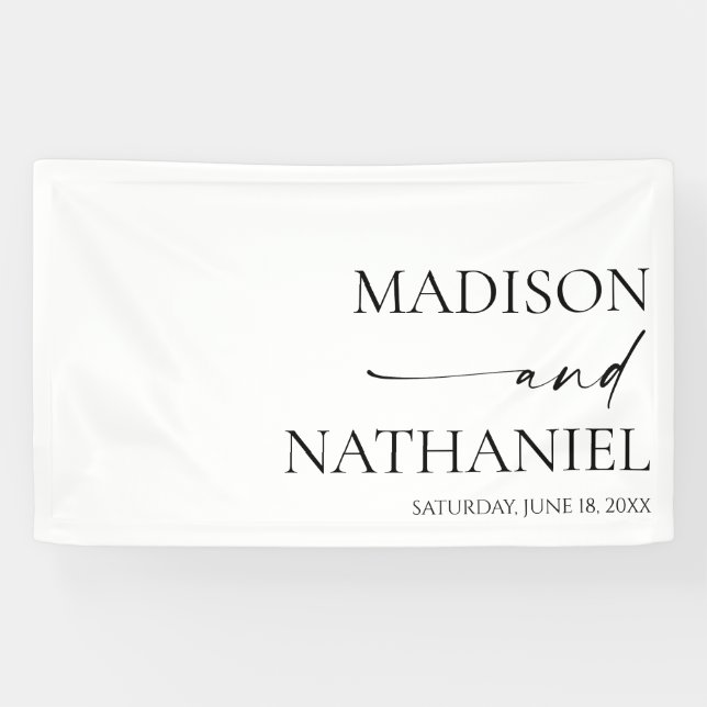 Moderne Minimalistische, elegante Schwarze Hochzei Banner (Horizontal)