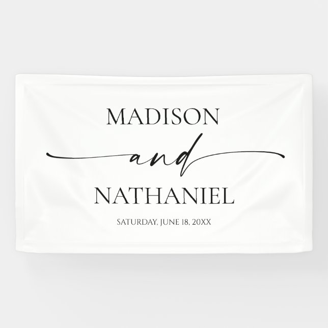 Moderne Minimalistische, elegante Schwarze Hochzei Banner (Horizontal)