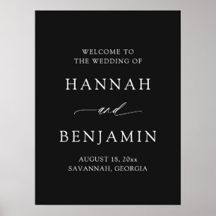 Moderne Minimalistische Elegante Schwarze Hochzeit Poster
