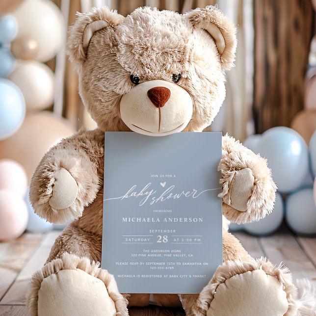 Moderne Minimalistische, elegante Script Baby Dusc Einladung (Von Creator hochgeladen)