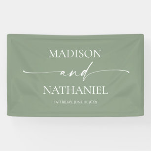 Moderne Minimalistische Elegantsage Grüne Hochzeit Banner