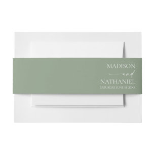 Moderne Minimalistische Elegantsage Grüne Hochzeit Einladungsbanderole
