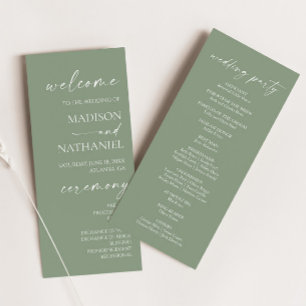 Moderne Minimalistische Elegantsage Grüne Hochzeit Programm