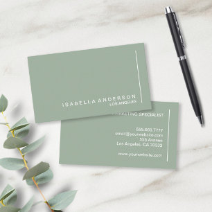 Moderne minimalistische Eleganz in Salbeigrün für Visitenkarte