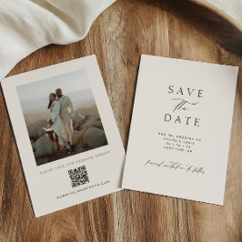 Moderne minimalistische elfenbeinfarbene Hochzeit  Save The Date