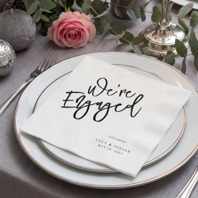 Moderne Minimalistische Engagement Partei Napkins Serviette (Von Creator hochgeladen)