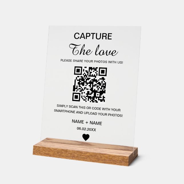 Moderne Minimalistische Erfassung der Liebe QR Cod Acrylschild (Winkel)