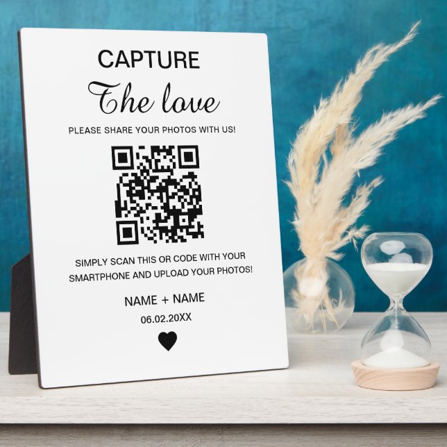 Moderne Minimalistische Erfassung der Liebe QR Cod Fotoplatte (Seite)