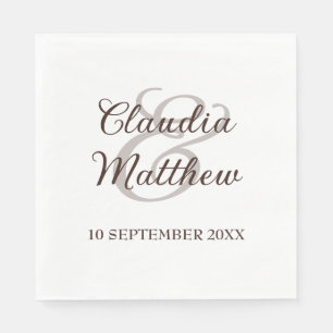 Moderne minimalistische Espresso-Script-Hochzeit Serviette
