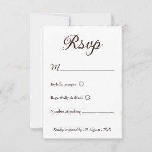 Moderne minimalistische Espresso- und weiße Hochze RSVP Karte