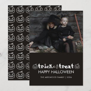 Moderne minimalistische Familienfoto Halloween Feiertagskarte