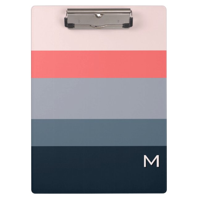 Moderne Minimalistische Farbblock-Monogrammierung Klemmbrett (Vorderseite)