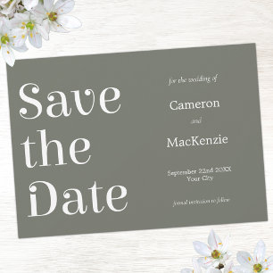 Moderne Minimalistische Feiertage Grüne Hochzeit r Save The Date