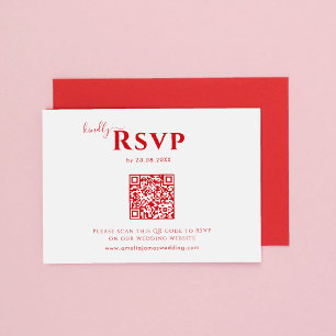 Moderne, Minimalistische, fett rote und rosa Hochz RSVP Karte