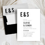 Moderne Minimalistische, fette Monogram Classic We Einladung<br><div class="desc">Mit dieser minimalistischen Schwarz-Weiß-Hochzeitseinladung mit eleganter Schrift machen Sie eine kühne und moderne Aussage. Ideal für zeitgenössische Paare, die ein elegantes und stilvolles Design schätzen. Diese Einladung hebt Ihre Initialen in einem großen Serif-Schriftart hervor und bietet Hochzeitsdetails in modernem Design. Ideal für Hochzeiten in der Stadt, für Veranstaltungen in Schwarz-Krawatte...</div>