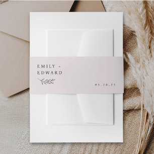 Moderne minimalistische Flora Hochzeit in sanftem  Einladungsbanderole