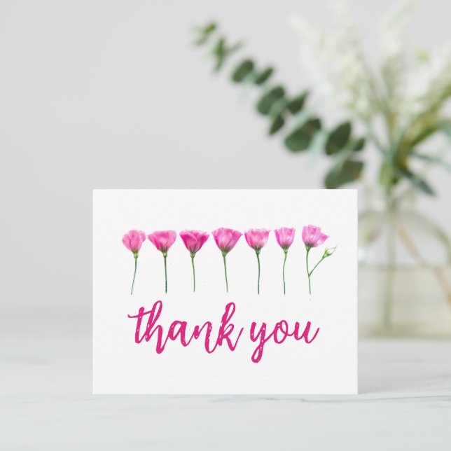 Moderne minimalistische florale danke Karte (Stehend Vorderseite)