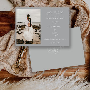 Moderne minimalistische florale Kalligrafie Foto Save The Date