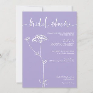 Moderne minimalistische florale Lavendel-Brautpart Einladung