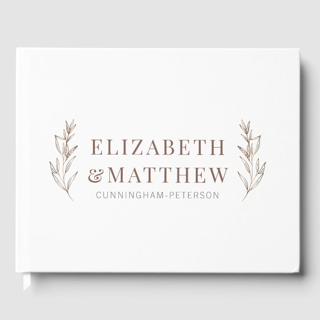 Moderne + Minimalistische Foliage Hochzeit Gästebuch (Vorderseite)