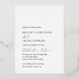 Moderne Minimalistische, formelle Hochzeit Folieneinladung