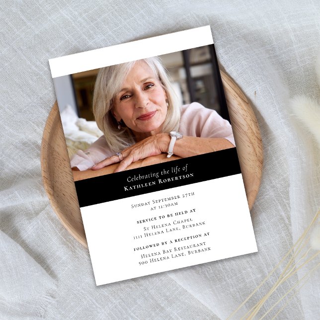 Moderne Minimalistische Foto Beerdigung Einladung (Von Creator hochgeladen)