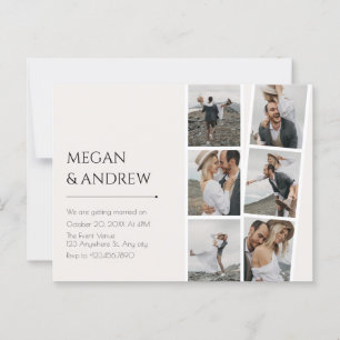 Moderne minimalistische Foto Collage Hochzeit Postkarte