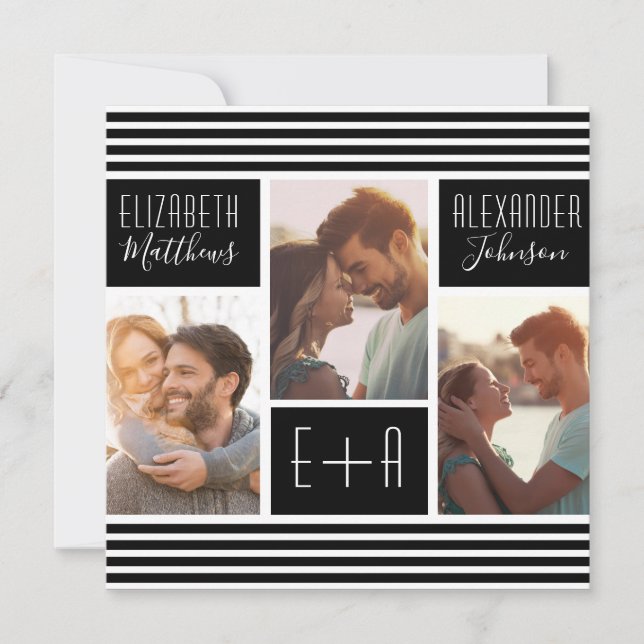 Moderne Minimalistische Foto Collage Wedding Einladung (Vorderseite)