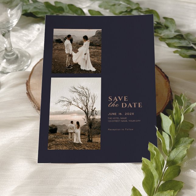 Moderne Minimalistische Foto Collage Wedding Save The Date (Von Creator hochgeladen)