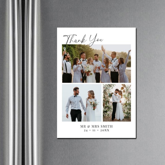 Moderne Minimalistische Foto Collage Wedding Viele Magneteinladung (Von Creator hochgeladen)