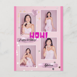 Moderne minimalistische Foto-Dame-Birthday-Postkar Postkarte