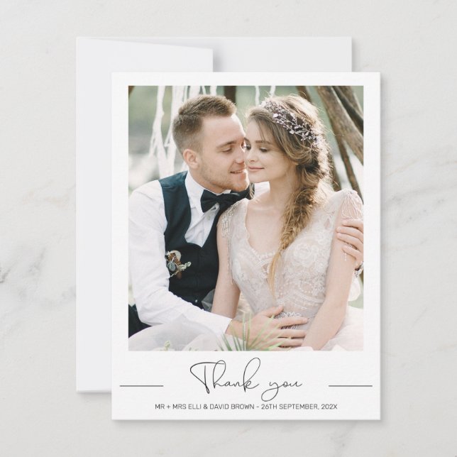 Moderne Minimalistische Foto Hochzeit Dankeschön-K (Vorderseite)