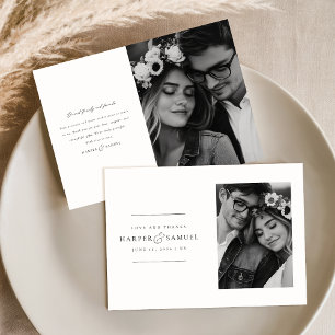 Moderne Minimalistische Foto-Hochzeit Dankeskarte