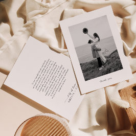 Moderne Minimalistische Foto-Hochzeit Dankeskarte