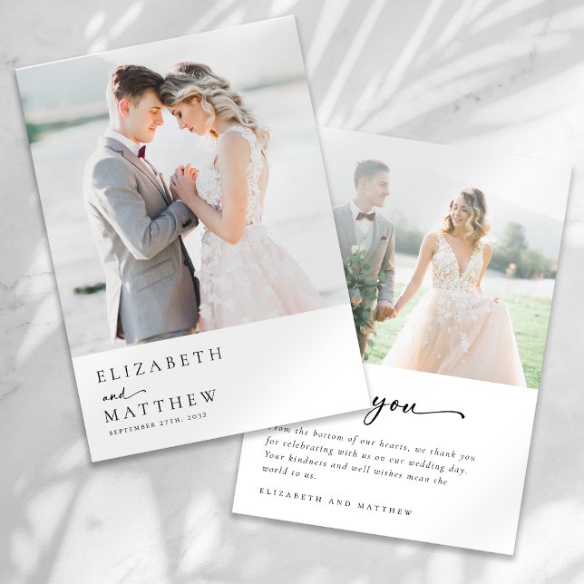 Moderne Minimalistische Foto-Hochzeit Dankeskarte (Von Creator hochgeladen)