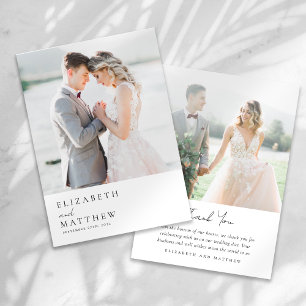 Moderne Minimalistische Foto-Hochzeit Dankeskarte