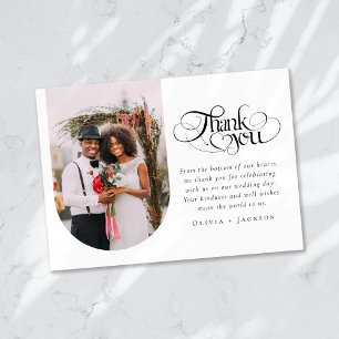 Moderne Minimalistische Foto-Hochzeit Dankeskarte