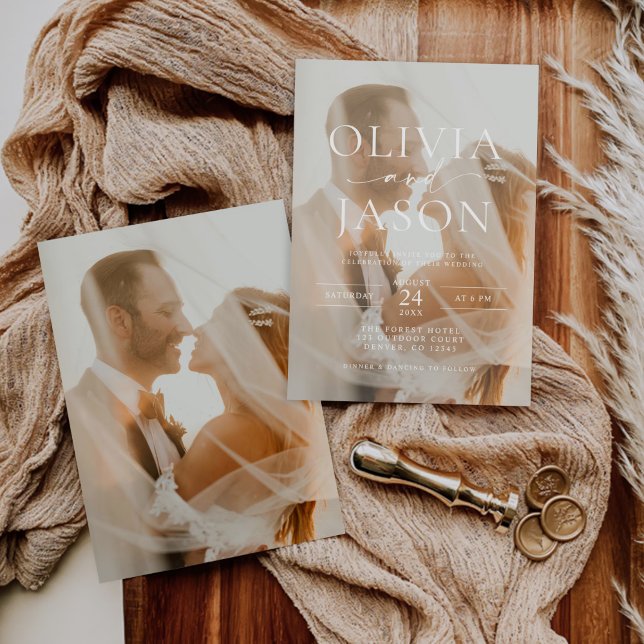 Moderne Minimalistische Foto Hochzeit Einladung (Von Creator hochgeladen)