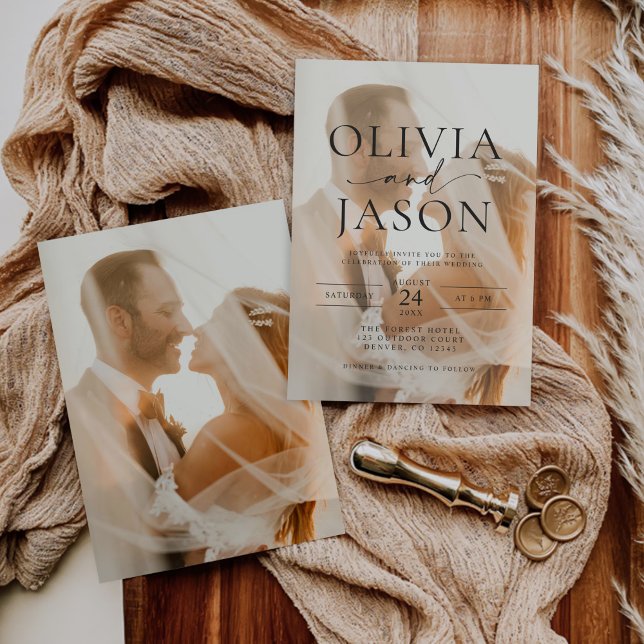 Moderne Minimalistische Foto Hochzeit Einladung (Von Creator hochgeladen)