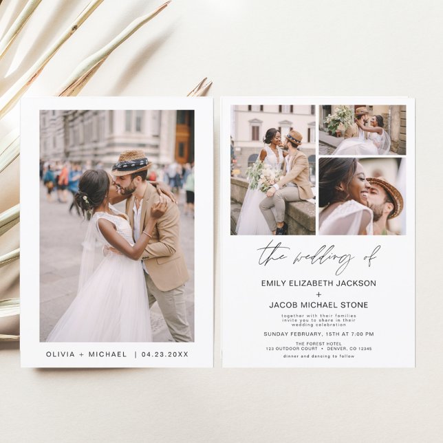 Moderne Minimalistische Foto Hochzeit Einladung (Von Creator hochgeladen)