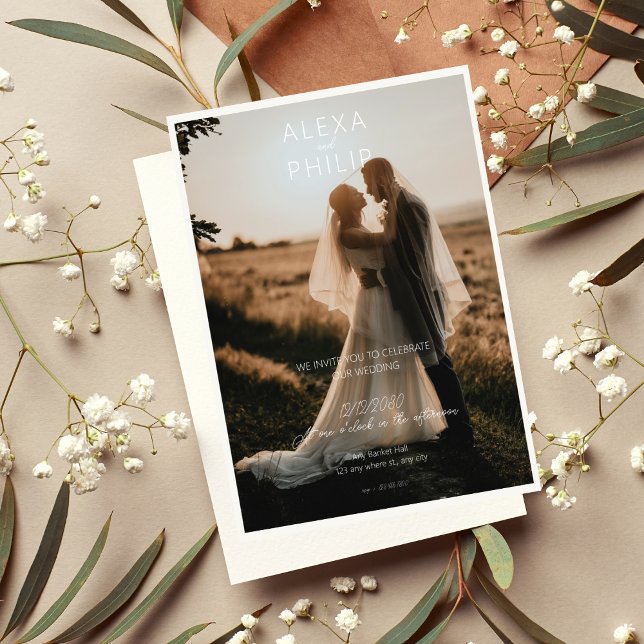 Moderne Minimalistische Foto Hochzeit Einladung (2)