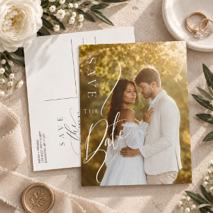 Moderne Minimalistische Foto-Hochzeit Machen Sie d Ankündigungspostkarte
