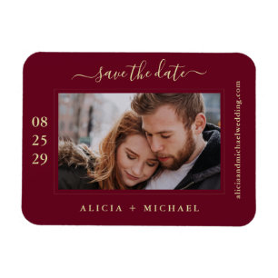 Moderne, minimalistische Foto Hochzeit rett Datum Magnet
