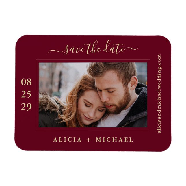 Moderne, minimalistische Foto Hochzeit rett Datum Magnet (Horizontal)
