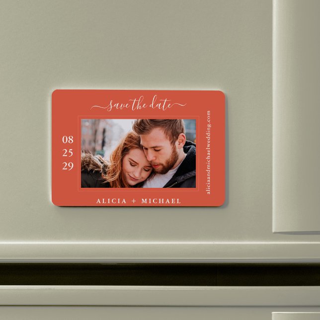 Moderne, minimalistische Foto Hochzeit rett Datum Magnet (Von Creator hochgeladen)