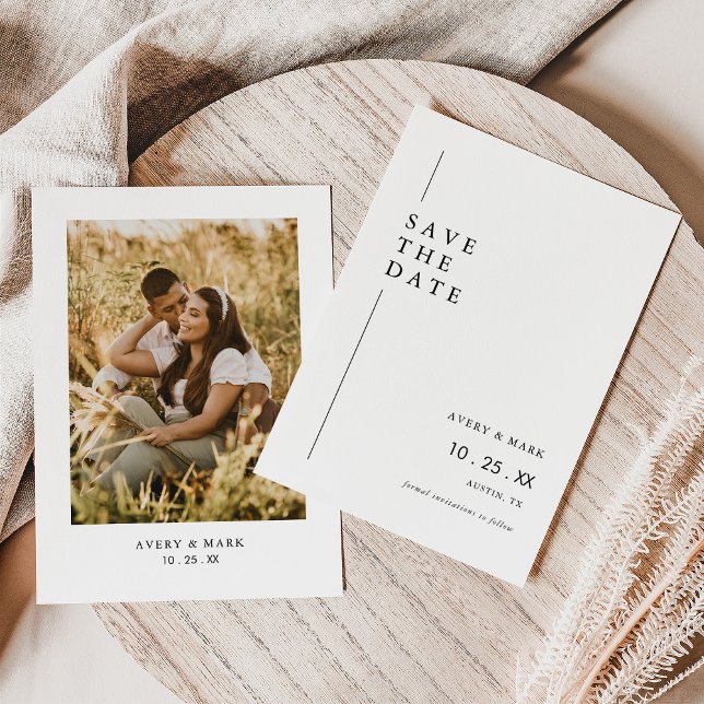 Moderne Minimalistische Foto-Hochzeit Save The Date (Von Creator hochgeladen)