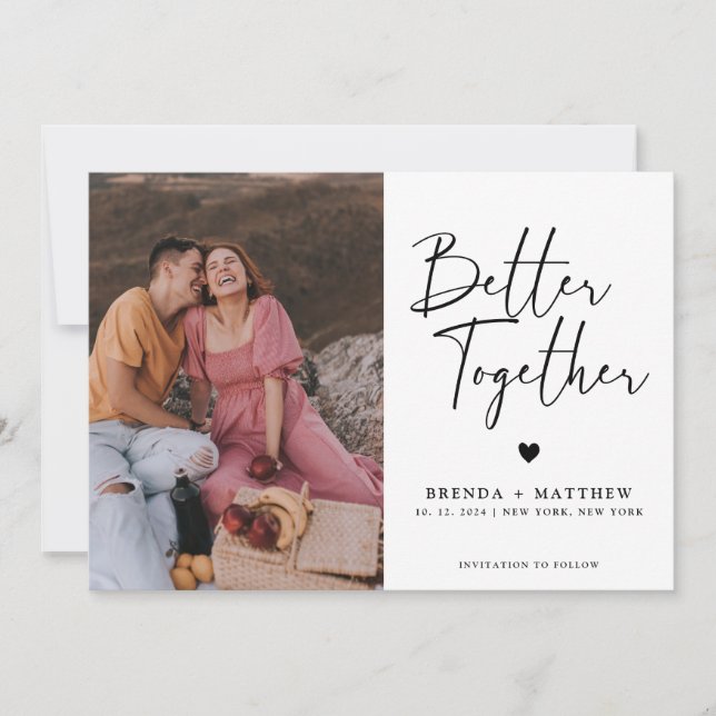 Moderne Minimalistische Foto-Hochzeit Save The Date (Vorderseite)