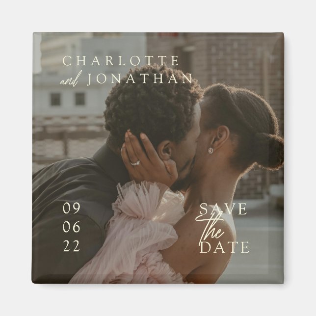 Moderne Minimalistische Foto-Hochzeit spart das Da Magnet (Vorne)