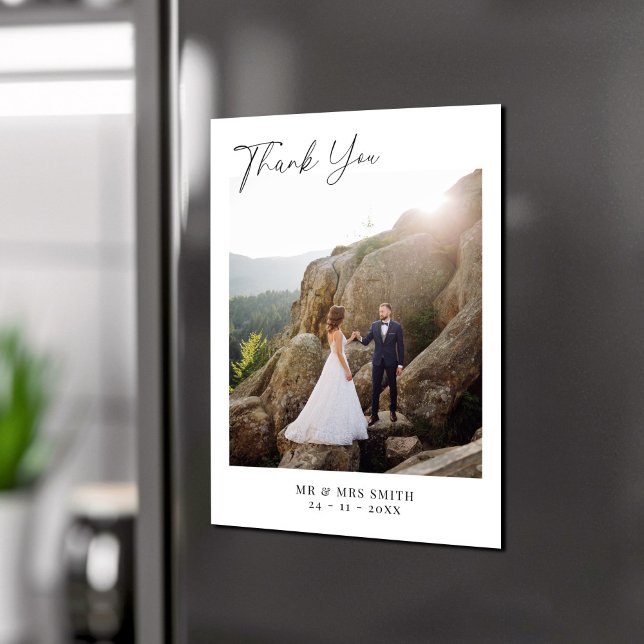 Moderne Minimalistische Foto Hochzeit Vielen Dank Magneteinladung (Von Creator hochgeladen)